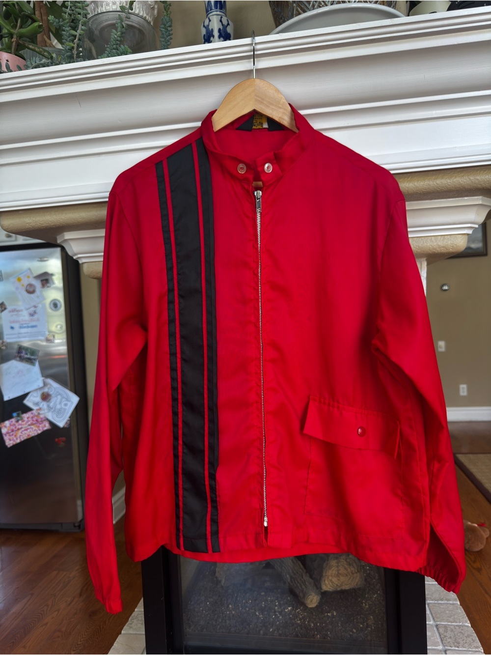 Vintage Swingster Red & Black‎ Racing Stripe Windbreaker Medium